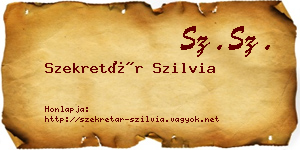 Szekretár Szilvia névjegykártya